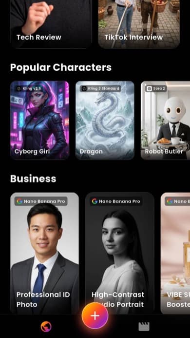 VIBE AI Video Generator app screenshot
